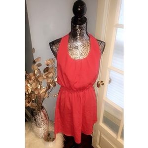 Coral dress with knotted back